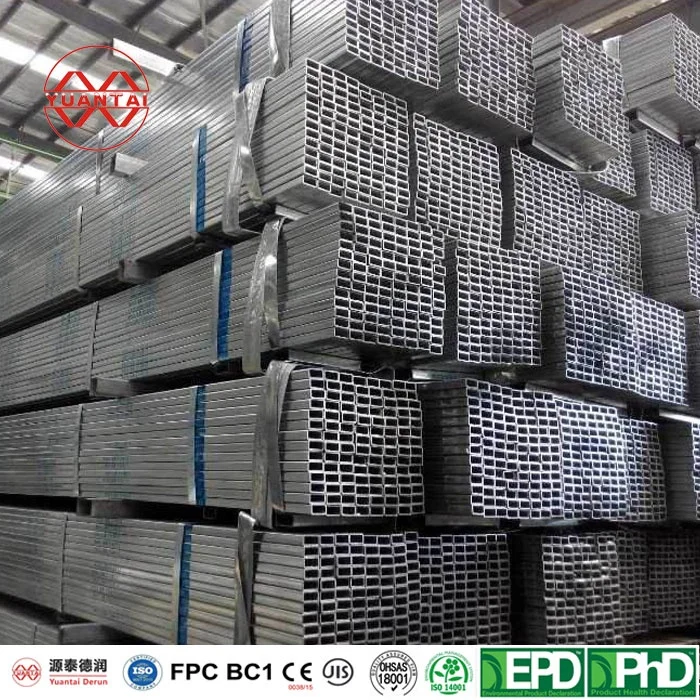 Structure Zinc Coated GI Tube square Hollow Galvanized Welded Steel Pipe Metal Rectangular Tube Price Galvanized square Tube