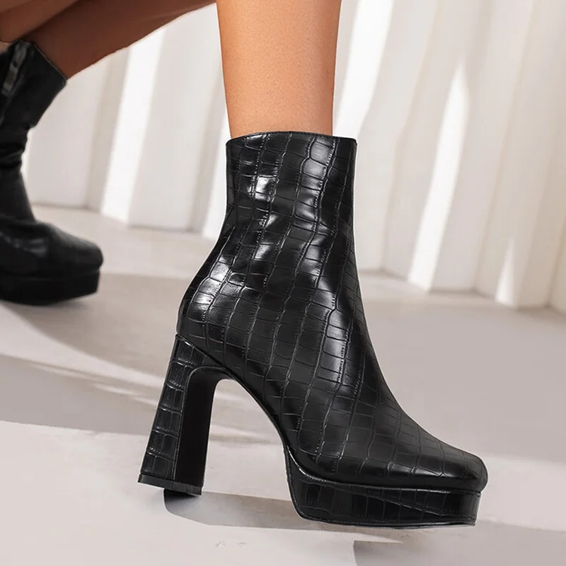 Shop Wide Fit Size 13 Women's Square Heels Stone Print Boots