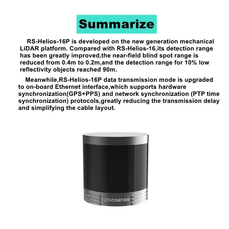 Robosense Rs LSLIDAR 16 - High Resolution 3D Lidar Scanner
