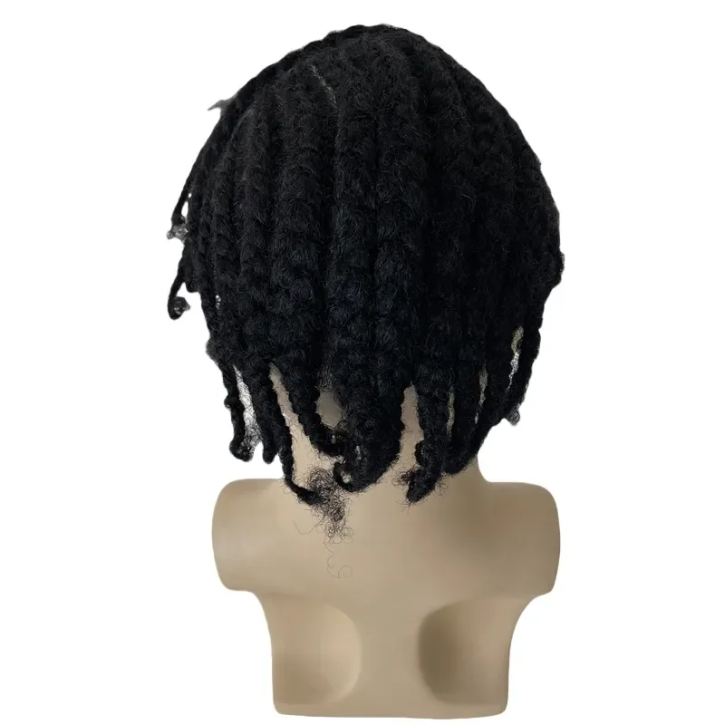 Cornrow Braids Male Wig with Edges Baby Hair Box Braids Thin Skin Pu Pre-styled Men's Toupee Indian Men for Black Mens