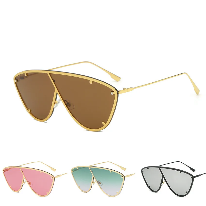 2022 Donne Di Marca Superiore Uv 400 Uv 400 Tonalità Oversize Monopezzo  Triangolo Gafas Montatura In Metallo Occhiali Da Sole Smerlati Senza  Montatura - Buy 2022 Superiore Di Marca Delle Donne Uv