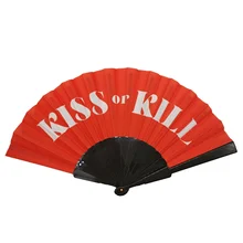 BSBH Customized Printed Promotional Cotton-polyester and Plastic Hand Folding Fan