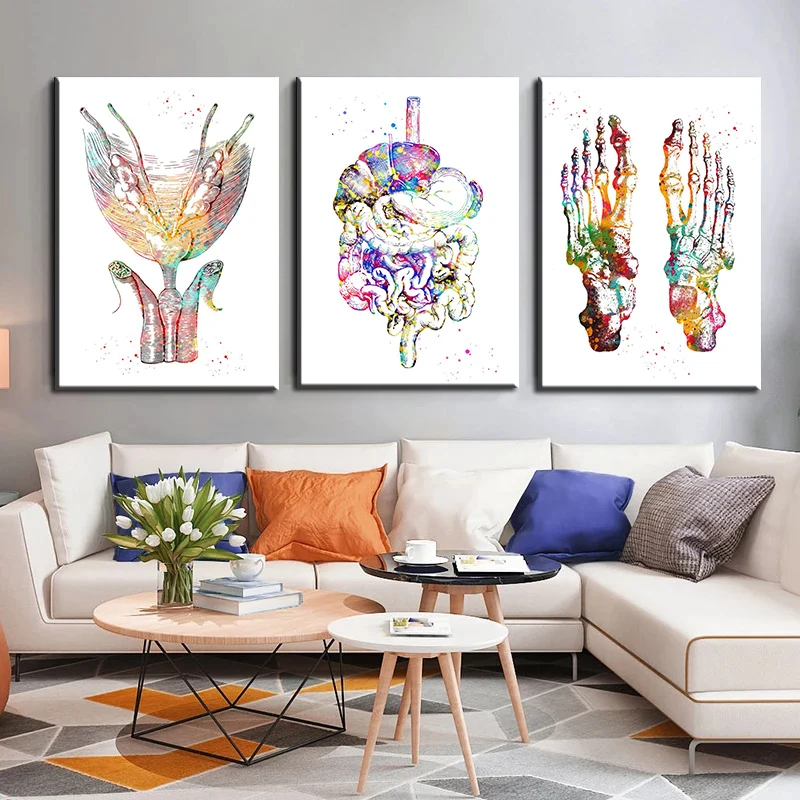 Abstract Organs Abstract Medical Anatomy - Canvas Painting of Human Organs
