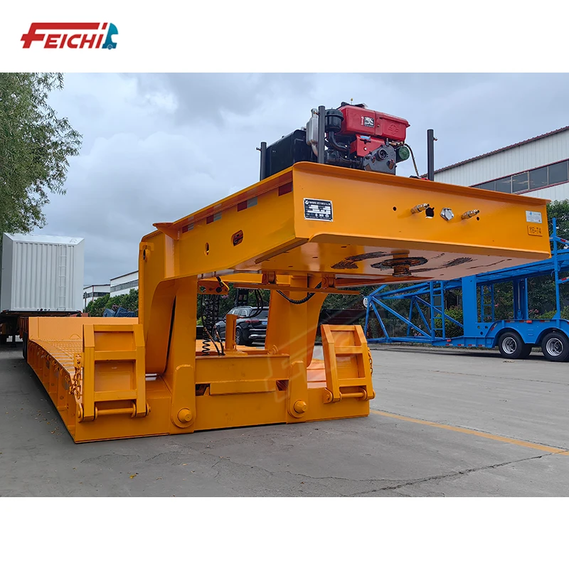 FEICHI 4 Axles 100 Tons Removable Gooseneck Zipper Link Lowbed Semi Trailer Low Flatbed Semi Trailer Export to Saudi Arabia