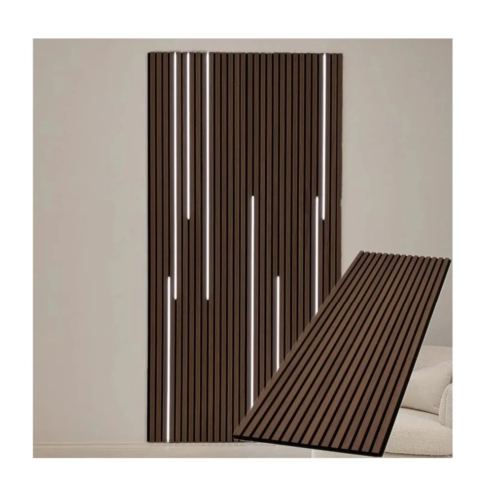 KASARO Ceiling Tiles Interior DIY Sound Wood Slat Wall Decor Panel  Led Panel Curve Wall Acoustic Panels