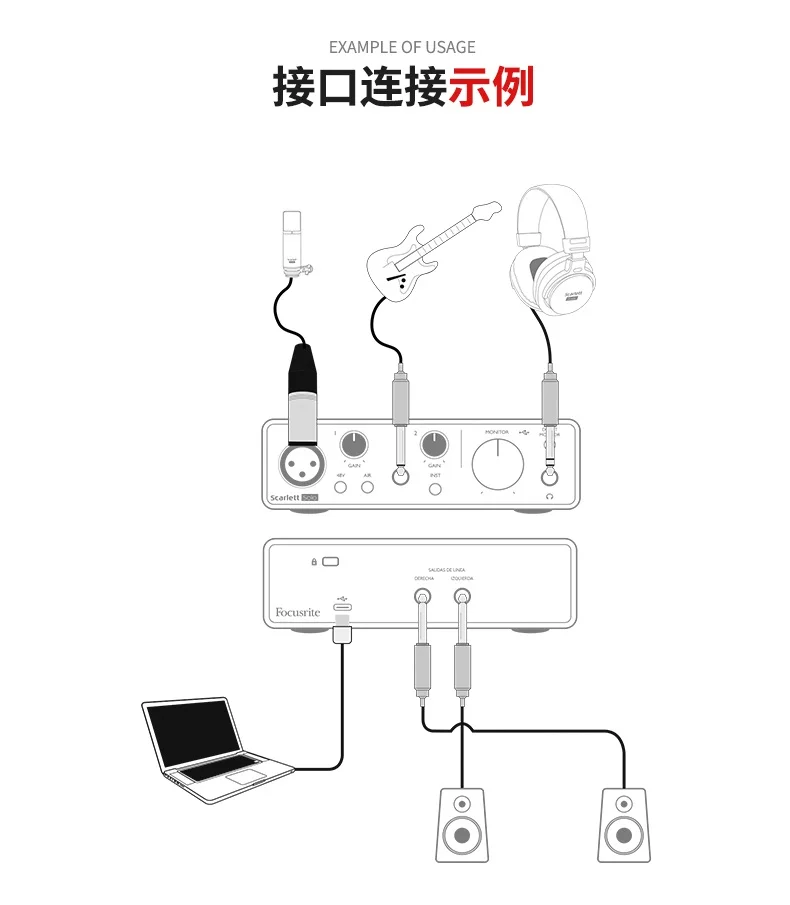 Professional Scarlett Solo Studio 3rd Gen Recording Sound Card Set 2 Input/2 Out Usb Audio Interface With Condenser Mic