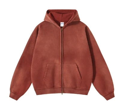 Vintage Cotton Hoodie Men Distressed Washed Oversized Heavyweight Women Plain Color Casual Autumn Fall Winter