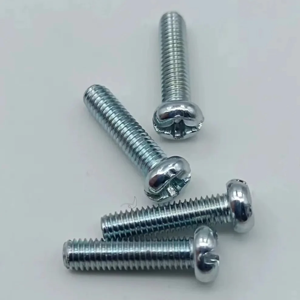 Manufacture Eleven Slot Pan Head iron plated Screw ISO Standard Iron Plated with Blue and White Zinc