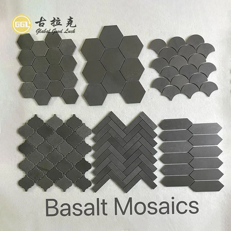 wholesale price shape customization black basalt marble mosaic tile for bathroom wall