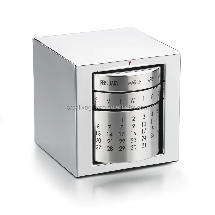Custom Luxury Retro Desk Rotating Metal Perpetual Calendar for Office Gift Set Promotional Corporate GIft