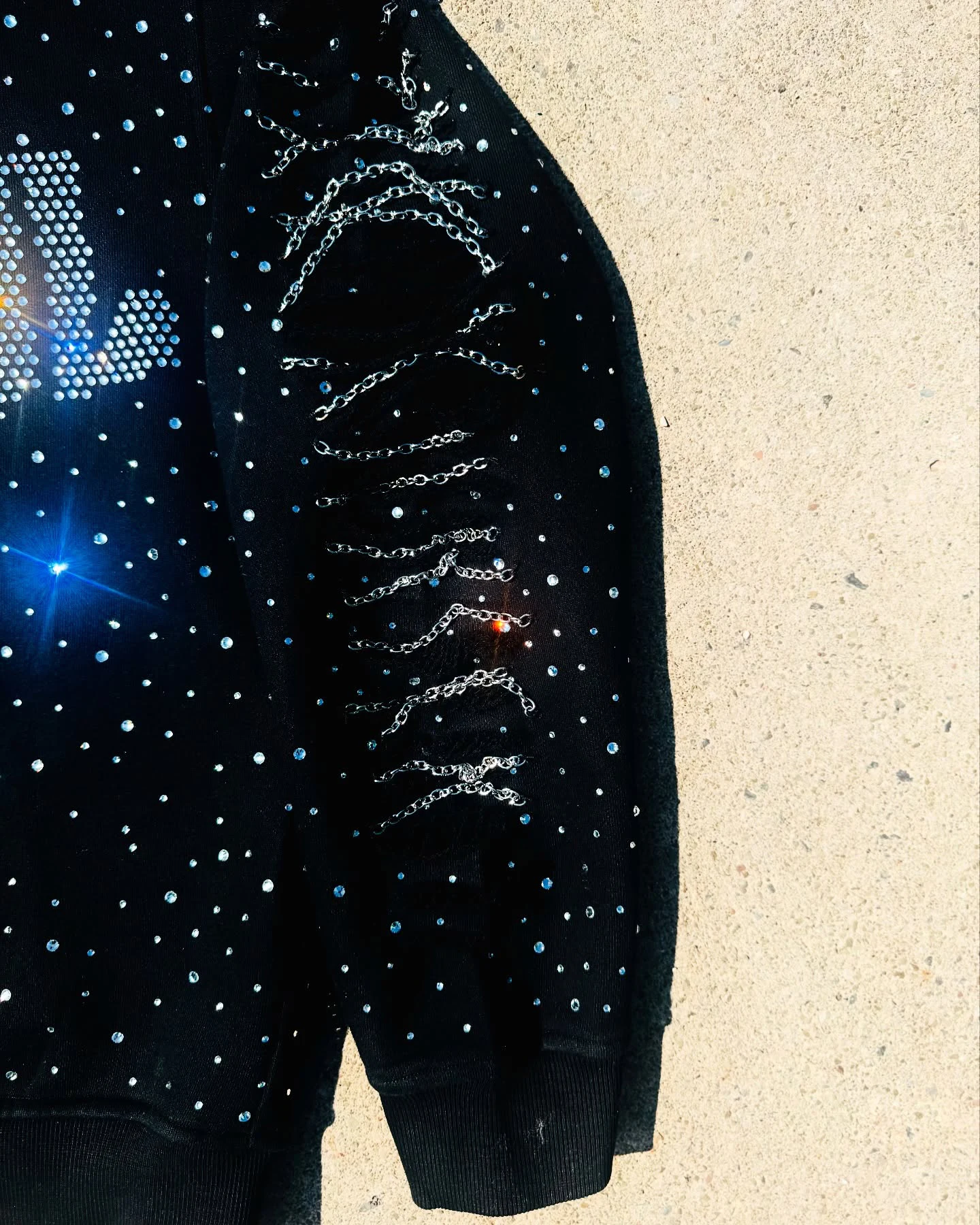 Custom Mens Cropped Zipup Hoodie Crystal Rhinestones All Over Hoodies Distressed Logo Baggy Boxy Zip up Rhinestone Hoodie gallery 3