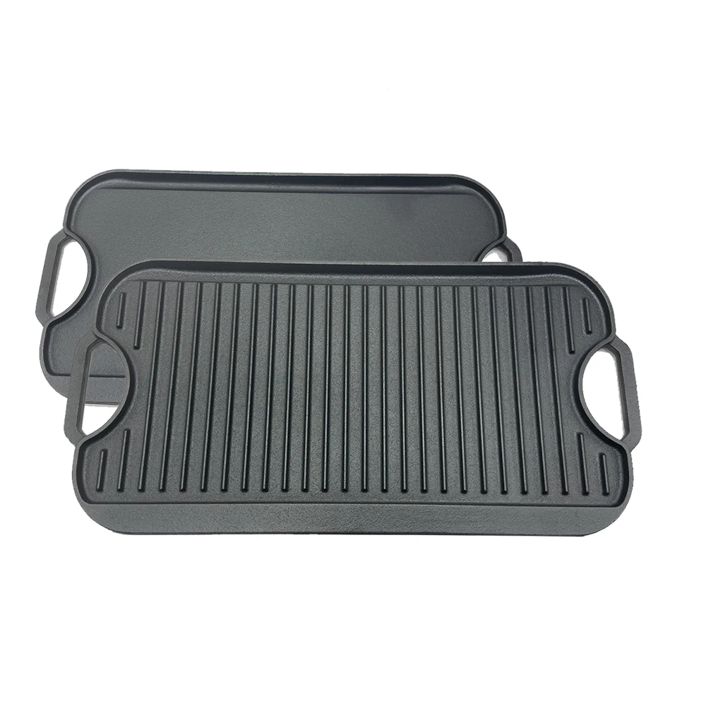 Cast Iron Preseasoned Reversible Grill Griddle Pan Nonstick Double
