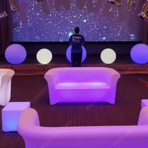 Luxury Plastic Sitting Room Furniture Glowing Luminous Illuminated Led Recliner Sofa Set for Nightclub Garden Event Party