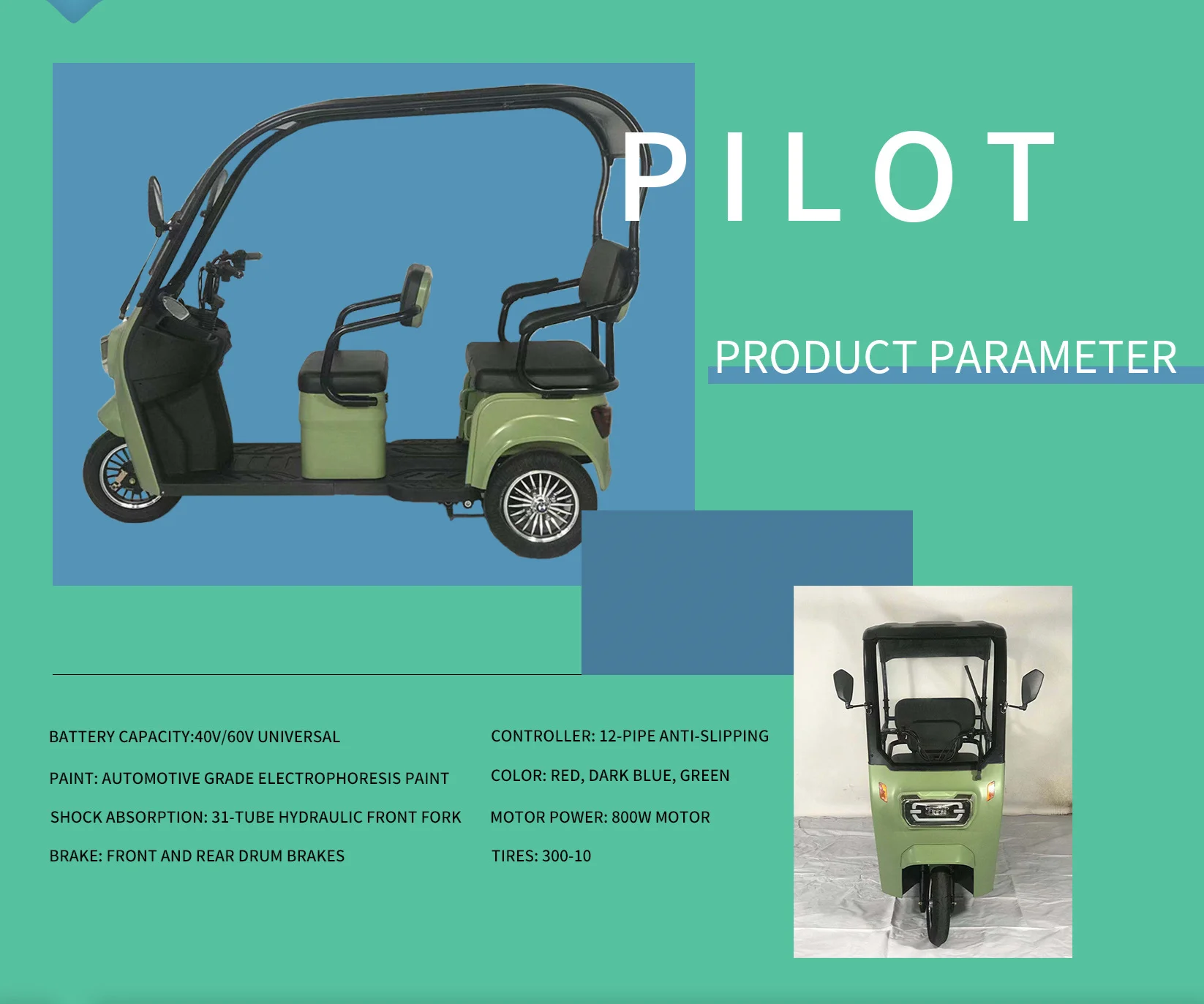 800w Electric Motorbike Tricycle Motorcycle 3 Wheels Motorcycles