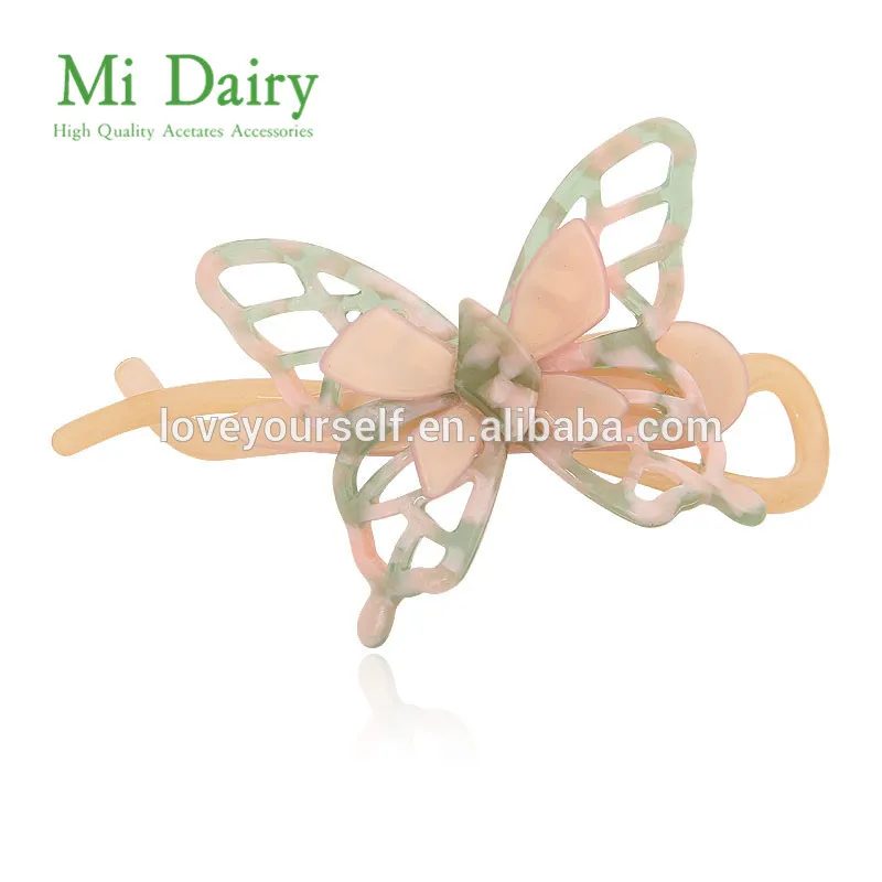 Профессиональные ацетатные зажимы для волос фиолетового цвета с бабочкой для женщин и девочек