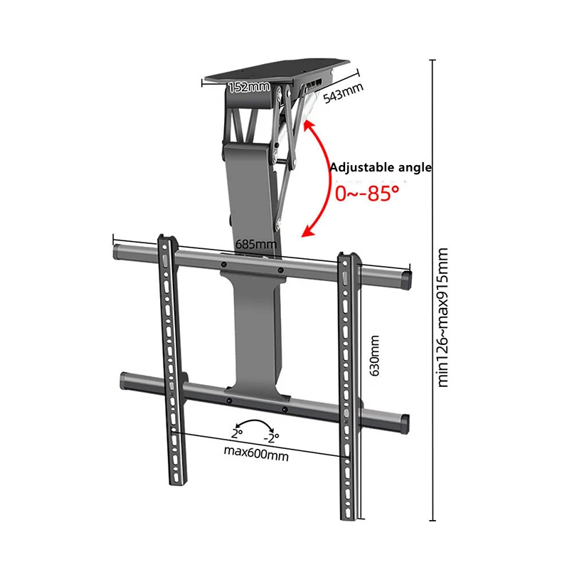 Electric Remote Control TV Stands Expandable Tilt Angle Adjustable Ceiling TV Mount Motorized TV Rack Bracket VESA 600*400mm