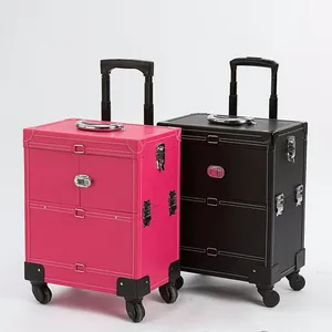 Organizer Cosmetic Professional Makeup Rolling Trolley Organizer case with Mirror