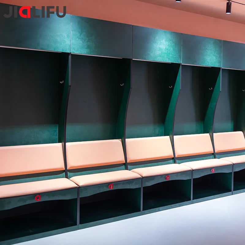 Customizable Athlete Locker Room Lockers with Bench for Stadium