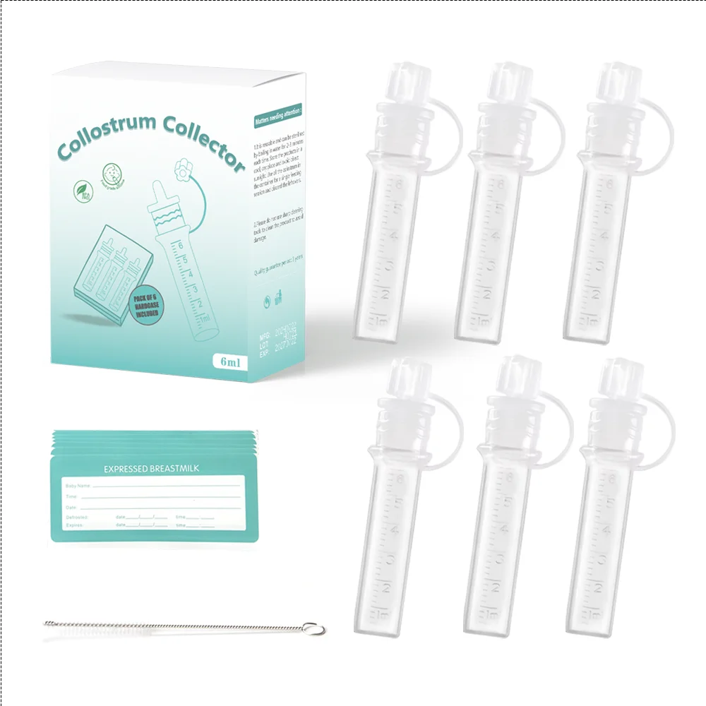 Colostrum Feeding   Kit 6ml/6pcs Silicone Breast Milk Collector and Storage Case Ready-to-Use Reusable BPA Free