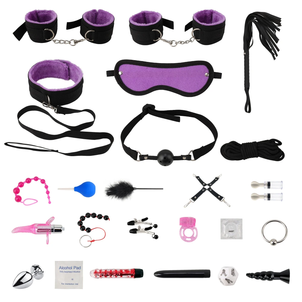 24 Pcs/set Sex Products Erotic Toys for Adults BDSM Sex Bondage Set  Handcuffs Nipple Clamps Gag Whip Rope Sex Toys For Couples| Alibaba.com