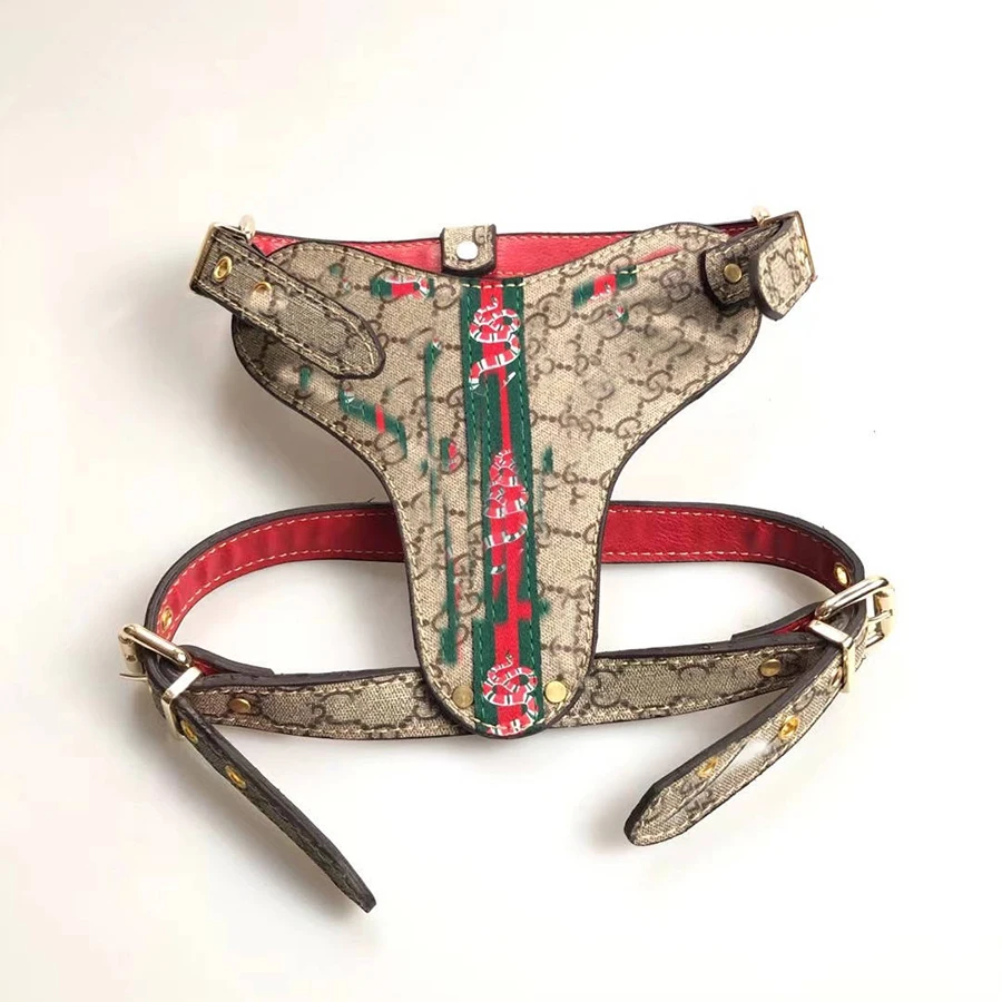 Designer Pet Leather Leash Harness Set High Quality Luxury Dog Leash