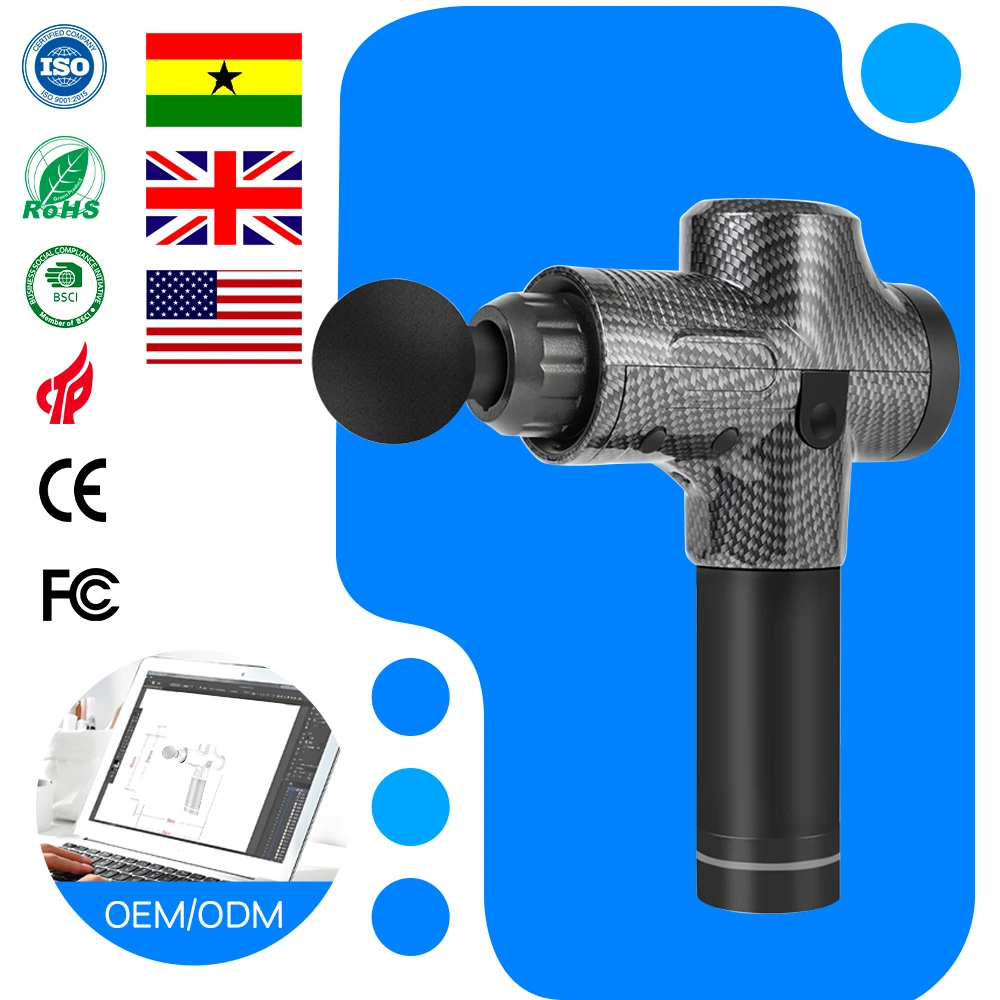 High-Speed Handheld Cordless Sports Massage Gun with 30 Speed Levels & 4 Massage Heads for Full Body Pain Relief