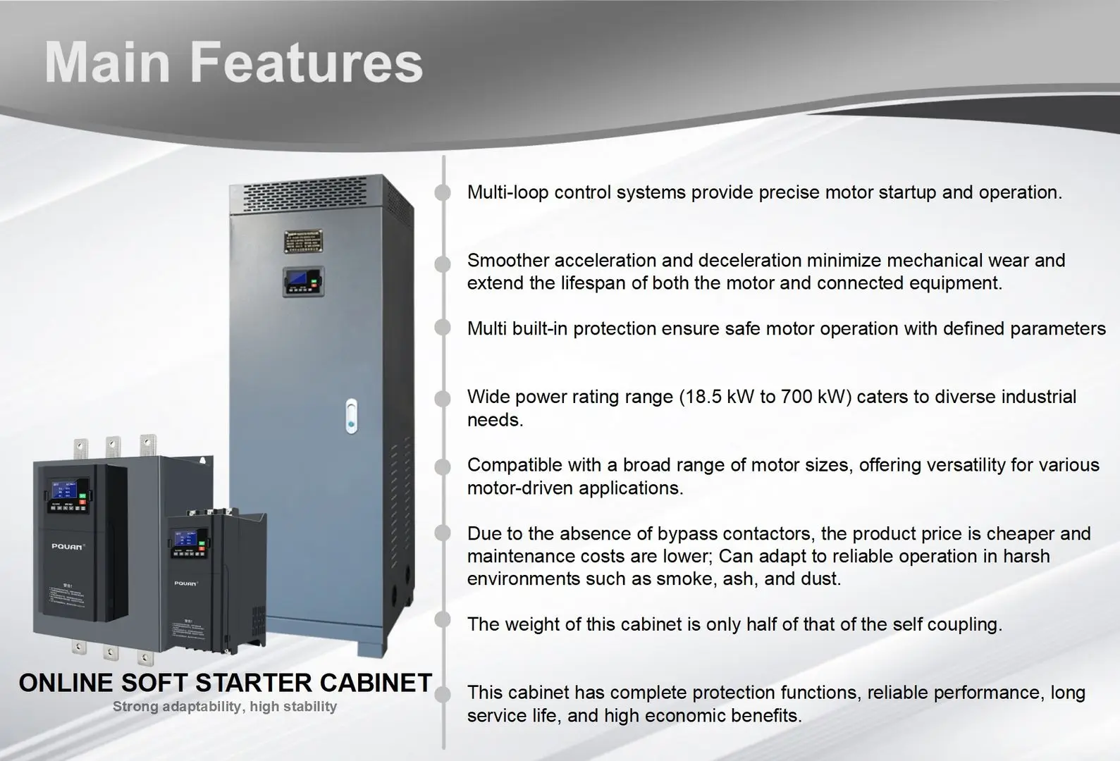 Online/Bypass Soft Start Cabinet 380V Intelligent Motor Control 11kw/55kw/180kw/400kw/630kw Soft Start Cabinet details