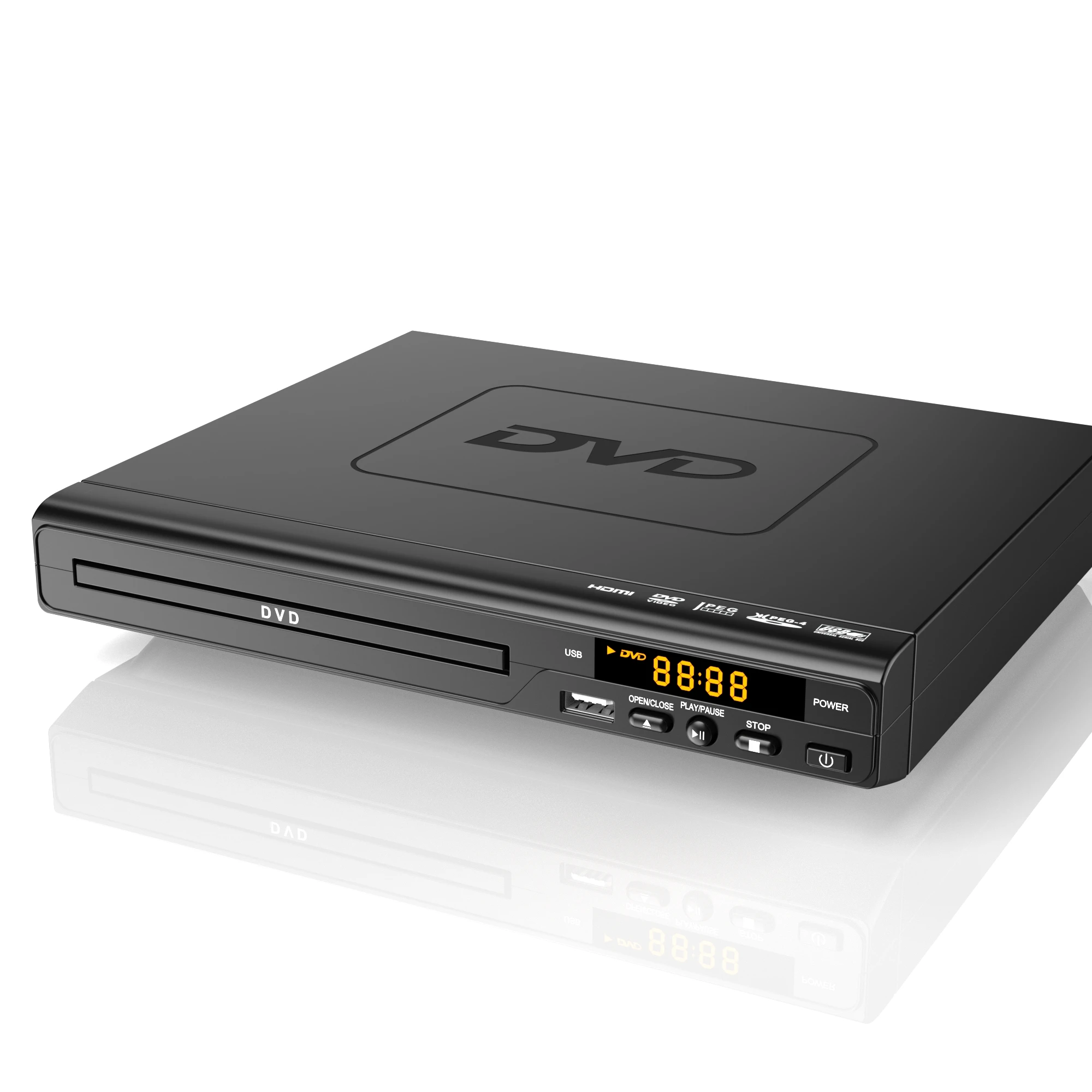 2021 Newest Classical All  Black High-tech 720P to 1080P Dolby Digital Output HD Eye Protection DVD Player