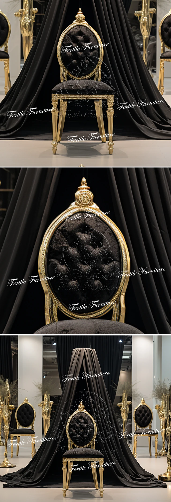 Luxury Modern Stainless Steel Furniture Halls Wedding Black Outdoor Design Wedding Venue Chairs