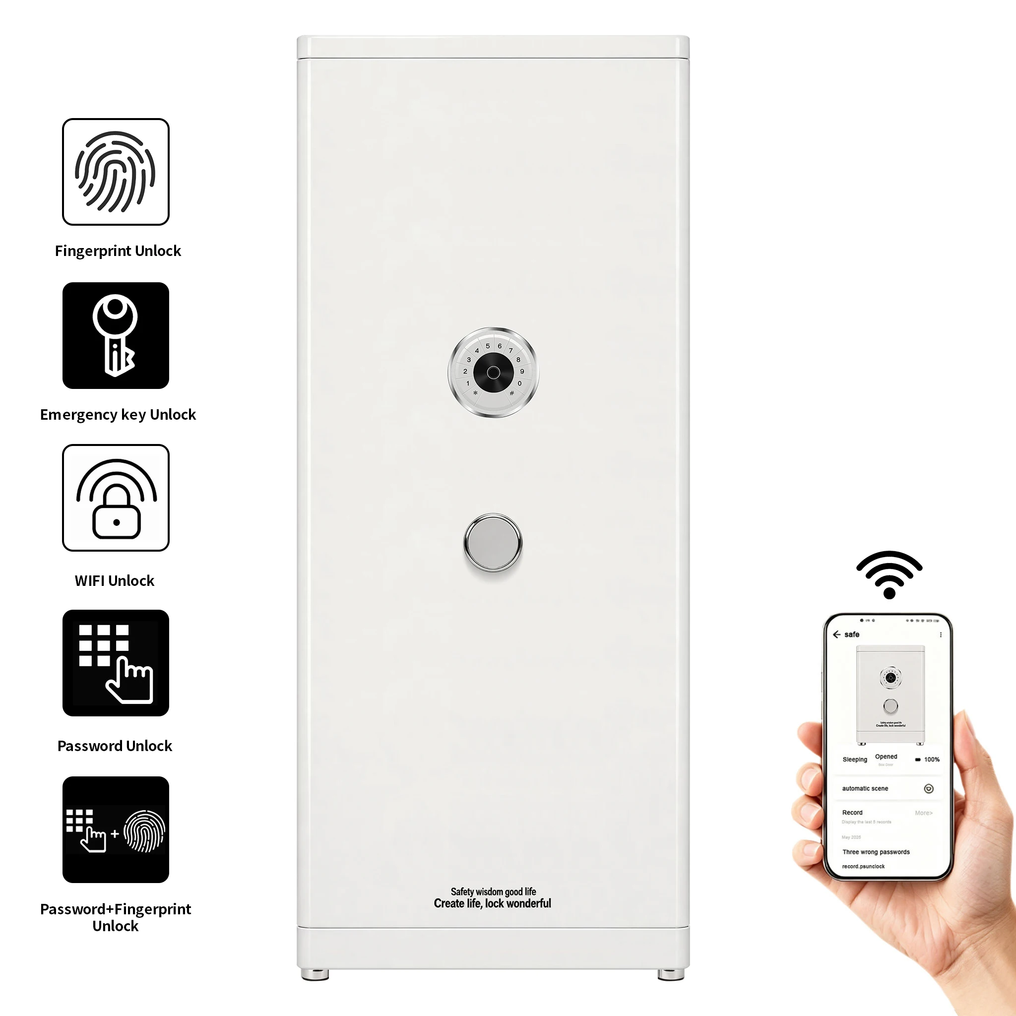 F1-1500 CEQSAFE High Tech Smart Safe Box Fingerprint Password TUYA APP Control Modern Furniture Style Security Box Safe Box