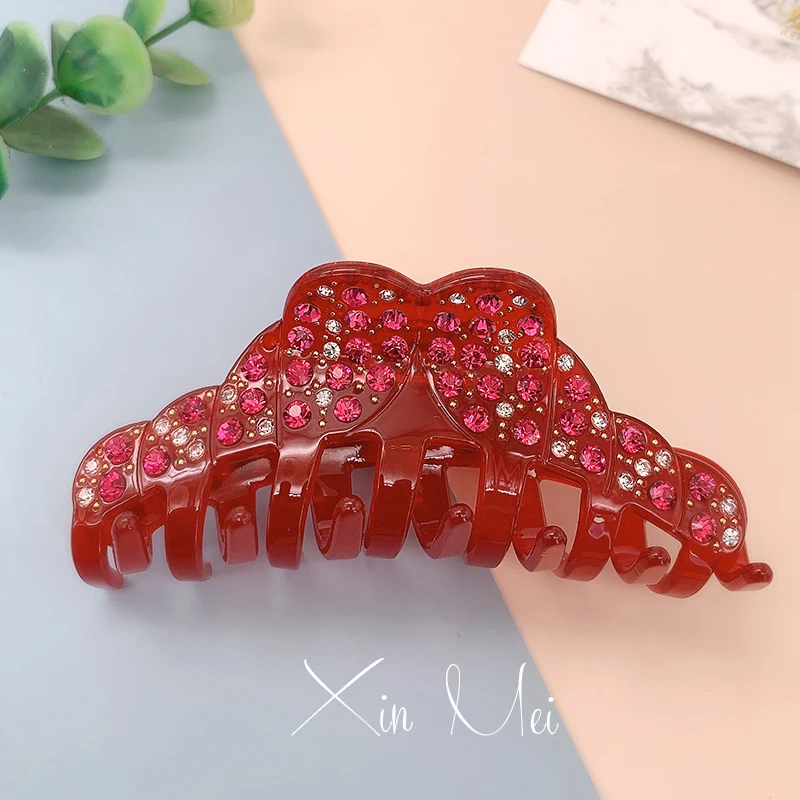 手工豪华发夹爪透明彩色醋酸纤维发夹女士定制闪亮水晶毛爪夹水钻