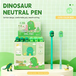 Dinosaur Cap 0.5mm Ballpoint Pen - Cute Animal Design Gel Ink Pen for Smooth Writing