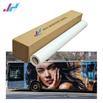Free sample printing media Eco Solvent printable white PVC Self Adhesive Vinyl roll hot sale the high quality for car design.