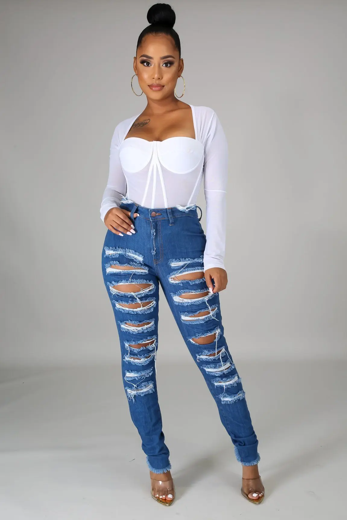 Denim Ripped Jeans Women 