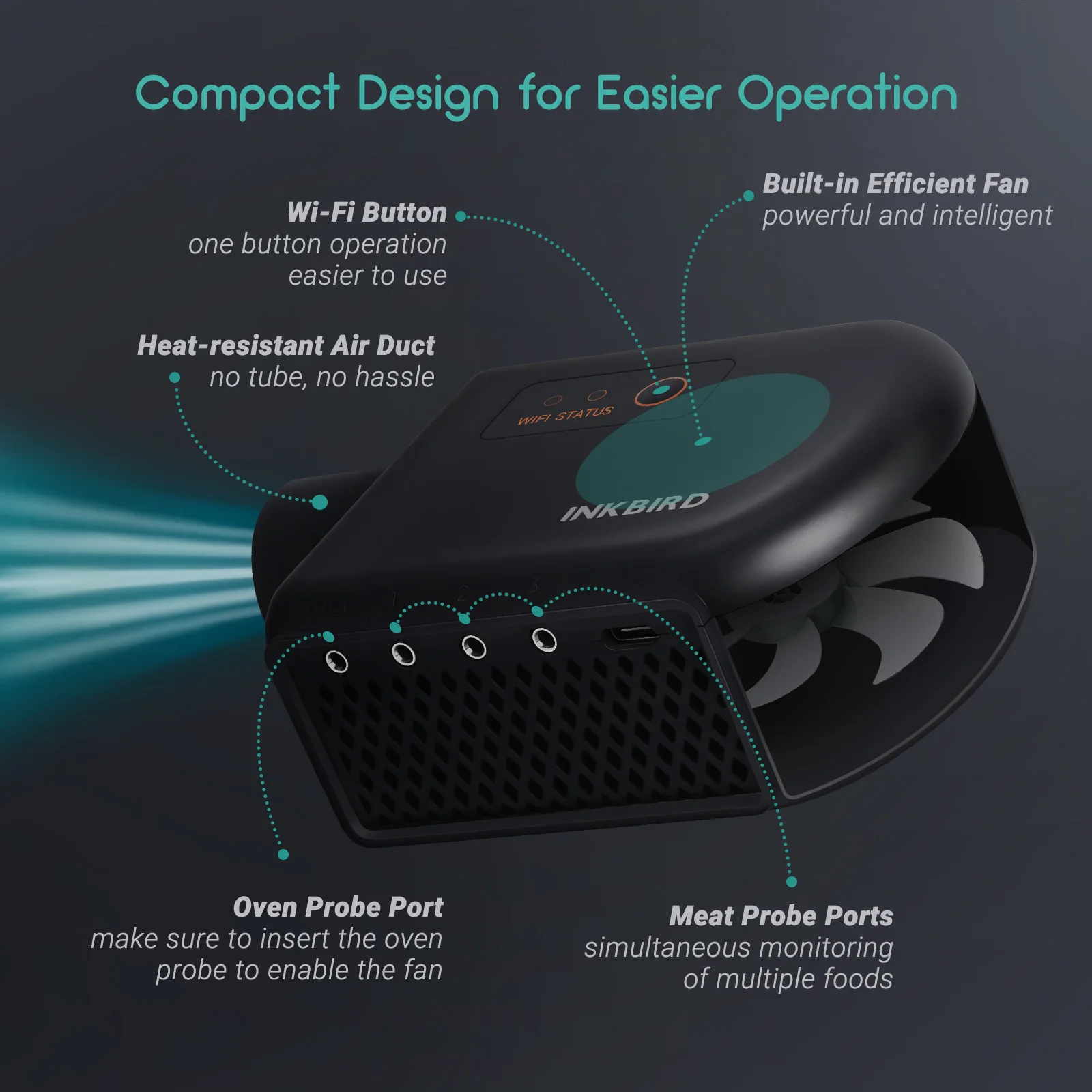 INKBIRD ISC-027W Wifi and BT BBQ Automatic Temperature Controller with Fan for Kettle Grill, Kamado Grill, Green Egg
