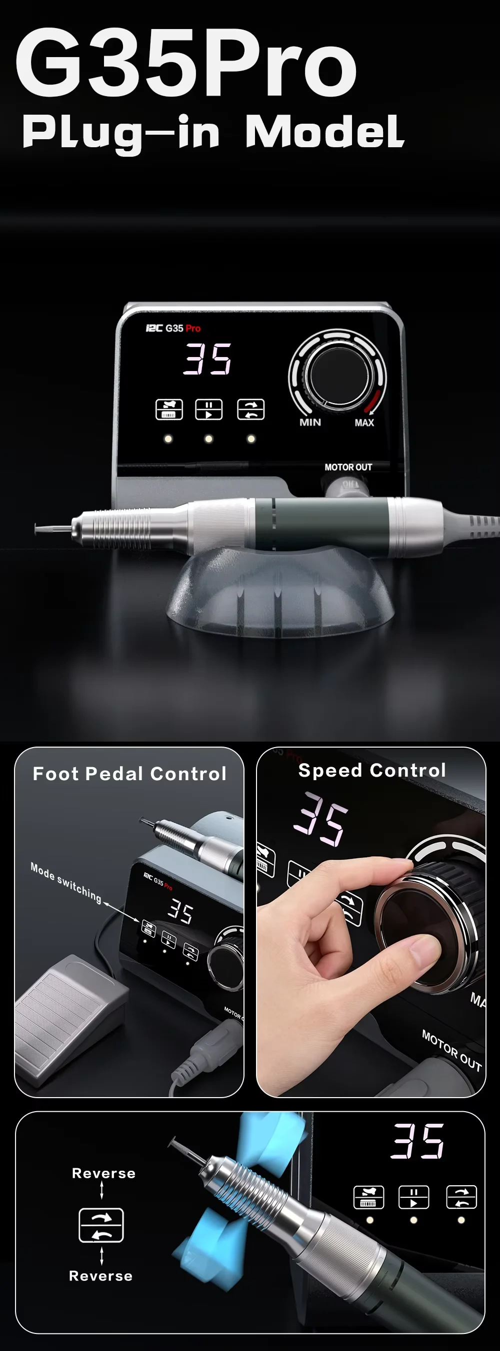 I2C G35/G35Pro Anti-Shake Wireless Grinding Pen Type-C Fast Charging Lightweight Portable for Phone Repair Polishing