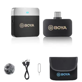BY-M1V3 Portable Live Stream Teaching Omnidirectional Condenser Wireless Lavalier Microphone Set for IPhone Android Mic detail image