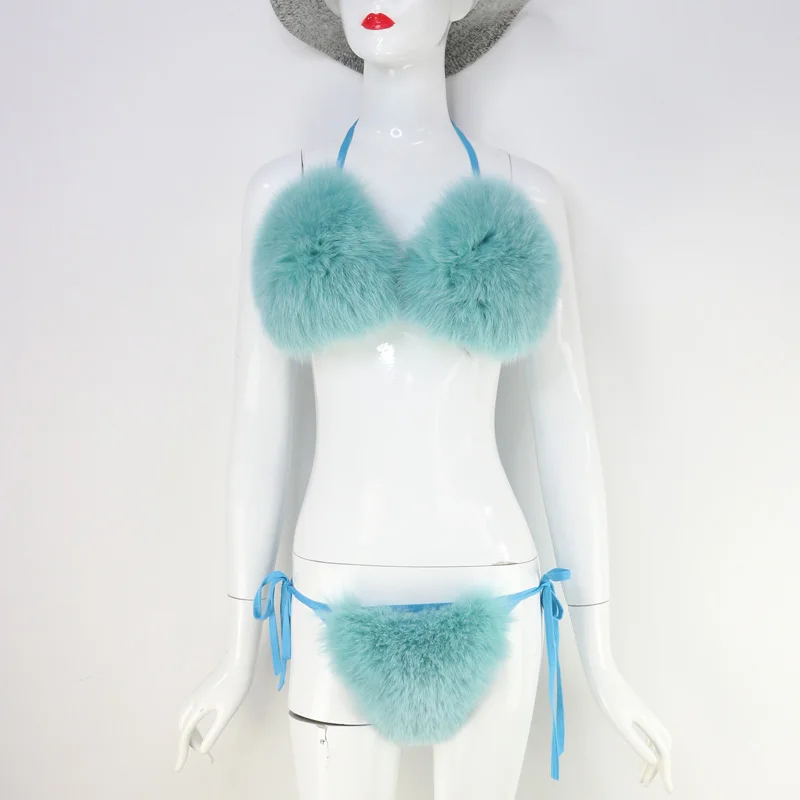 Buy New Design Real Fox Fur Bra Sexy Bra And Panties Hot Underwear For  Woman Lady Frenate Bikini from Shijiazhuang Buchuan Trading Co., Ltd.,  China