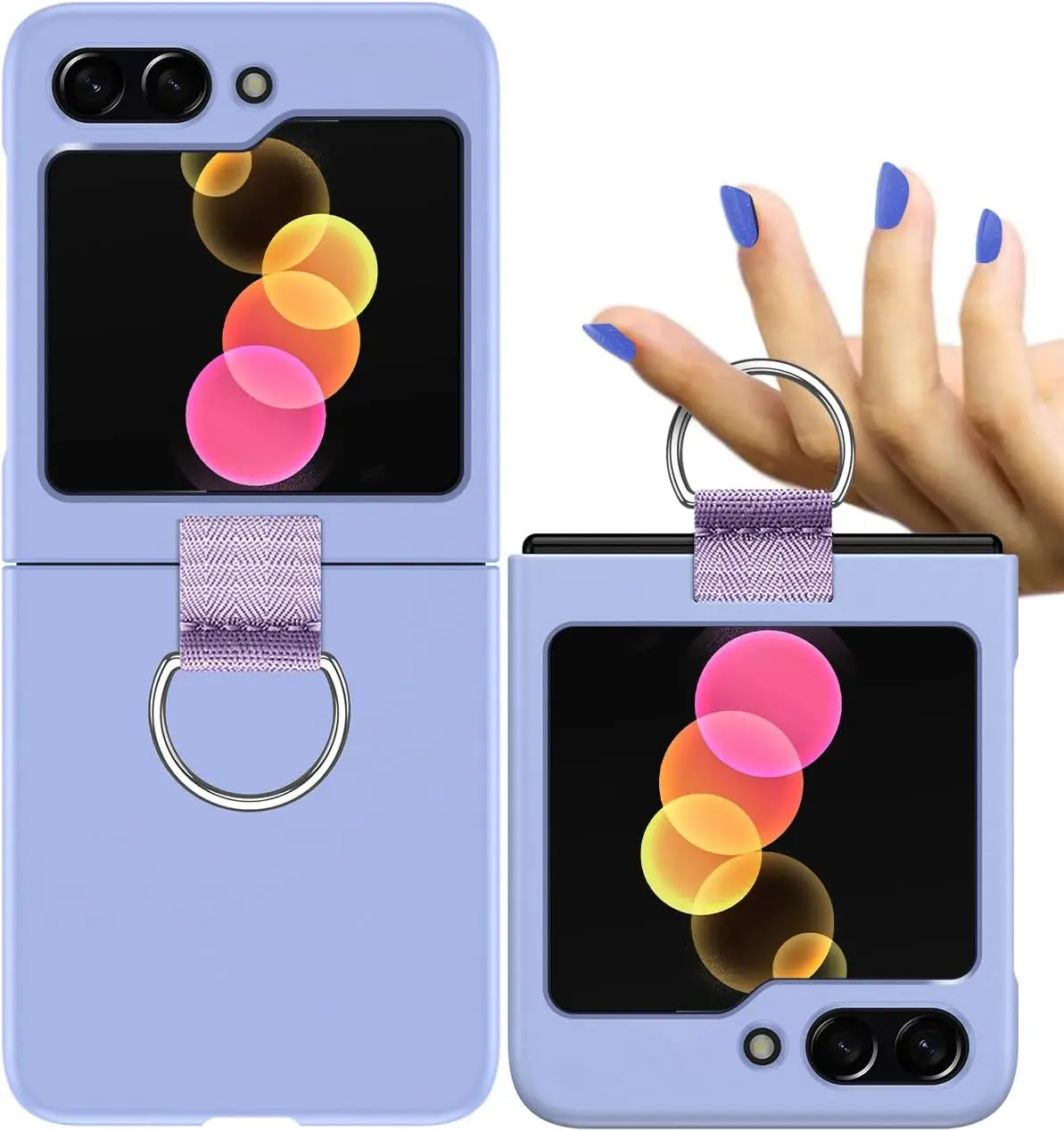 Flip Case for Samsung Galaxy Z Flip 6 5 with Ring Protective Slim Thin Women Girl Cute Phone Case Candy Colors Soft