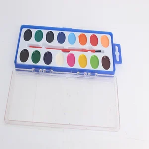 16 colors hot selling Kids half dry Watercolor  set Paint with Brush watercolour travel pallet