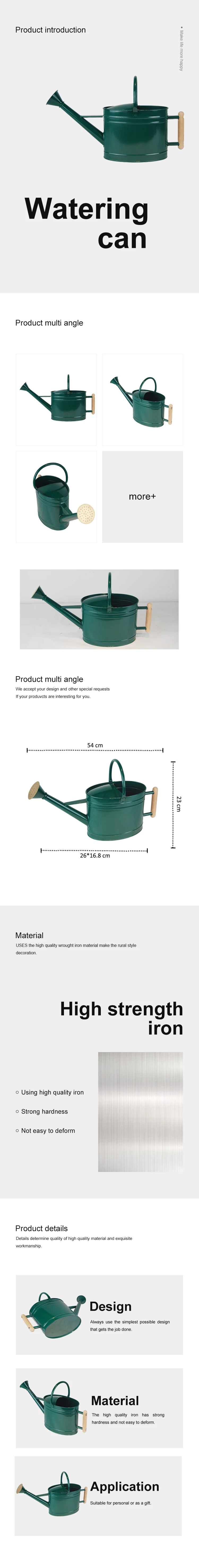 1.5 Gallon Oval Metal Watering Can Galvanized Steel Watering Pot with Removable Spray Spout Movable Upper Handle
