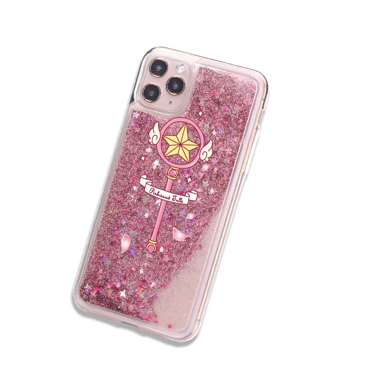 Pink Peach Blossom Quicksand Glitter Phone Case For iPhone 12 Pro Max 12  Pro SE(2020)11 Pro Max 11 Pro 11 XsMax Xs Xr X For Samsung Note20 Ultra  Note10+ S10Plus S10e S9Plus