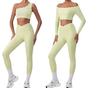 High Waisted Elastic Durable gym outfit Fitness Running Trendy  2 Piece Butt Lift Pilates Sportswear Workout Yoga Set