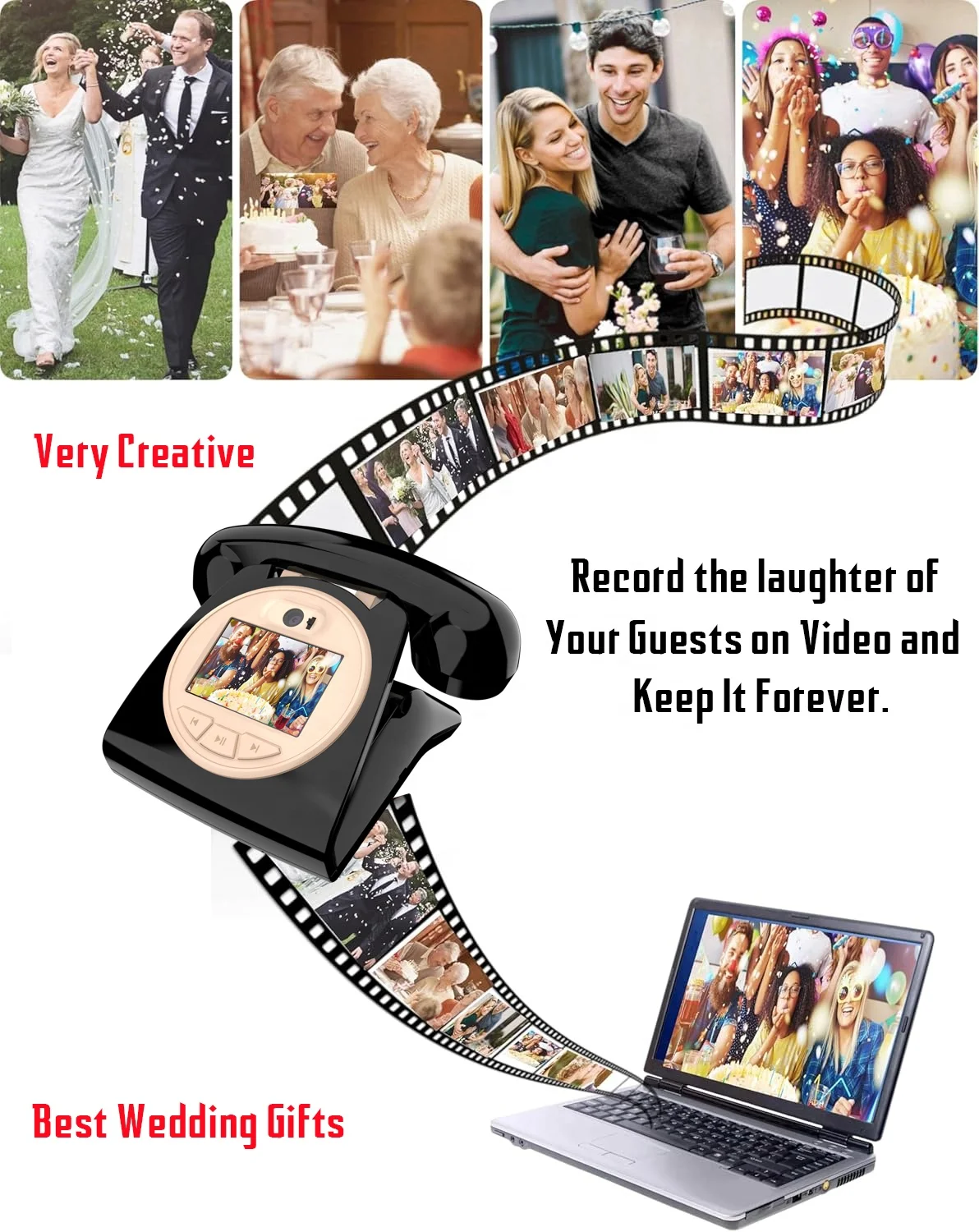 Video Audio Guest Book Wedding Phone Customized Video OGM Record Guests'  Video Greeting Guestbook for Special Ceremony Party