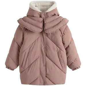 High Quality Cotton Jacket for New Baby Girls Winter Casual Western Style Long Length Cartoon Bear Zipper Closure Fabric