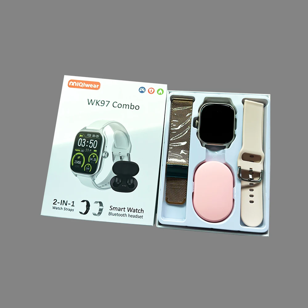 Latest Design WK97 Combo Smart Watch Build a Funny Game Wristband Full Touch Screen TWS Headset WK97 Watch for Men and Women