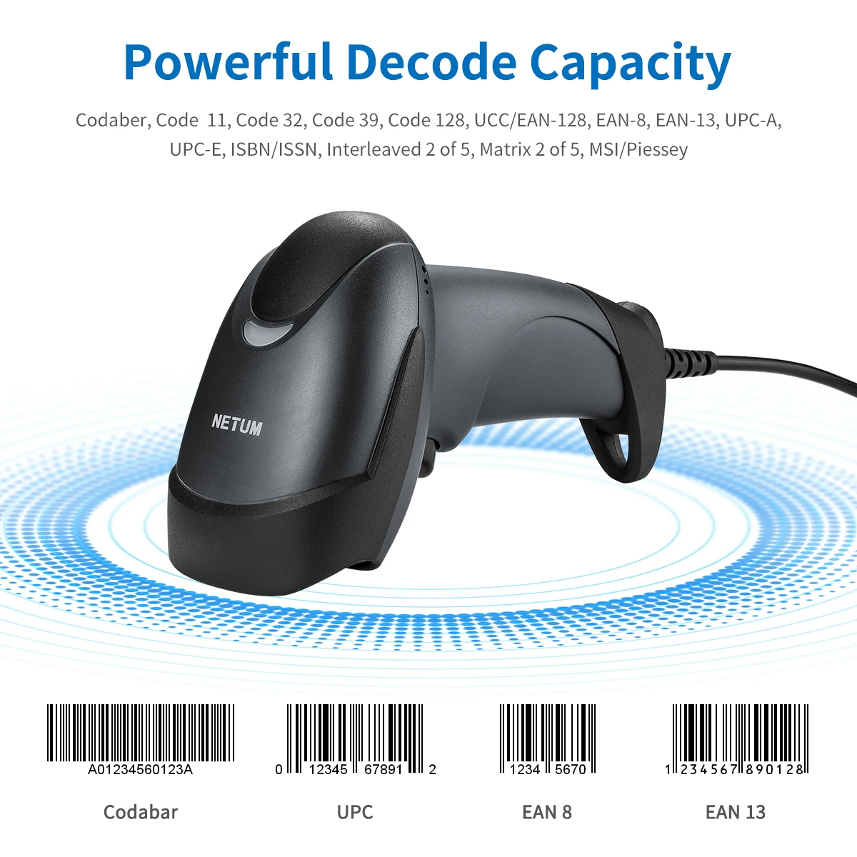 Netum M1 M10 Plug and Play Handheld Barcode Reader Wired USB 1D Barcode Scanner