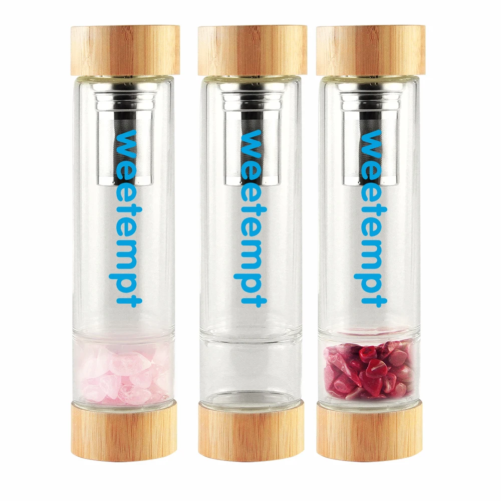 Минимальный заказ, стеклянная бутылка для питьевой воды с драгоценным камнем, 500 мл, пищевой класс