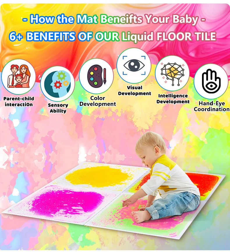 9PC Chinese Online Market 2024 Therapy Sensory Deprivation Board UV Activity Liquid Floor Mat For Autistic Children manufacture