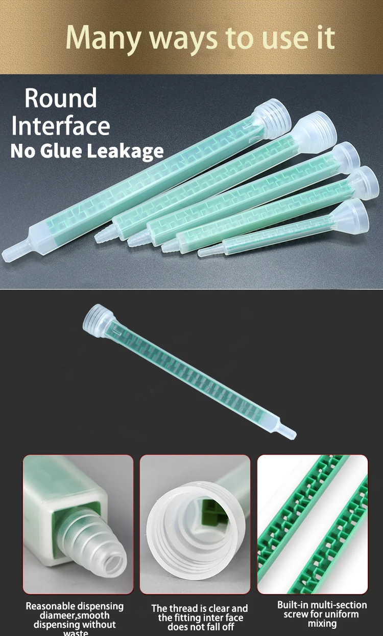 Epoxy Static Mixer Square Threaded Mouth Mixing Nozzle Ab Adhesive